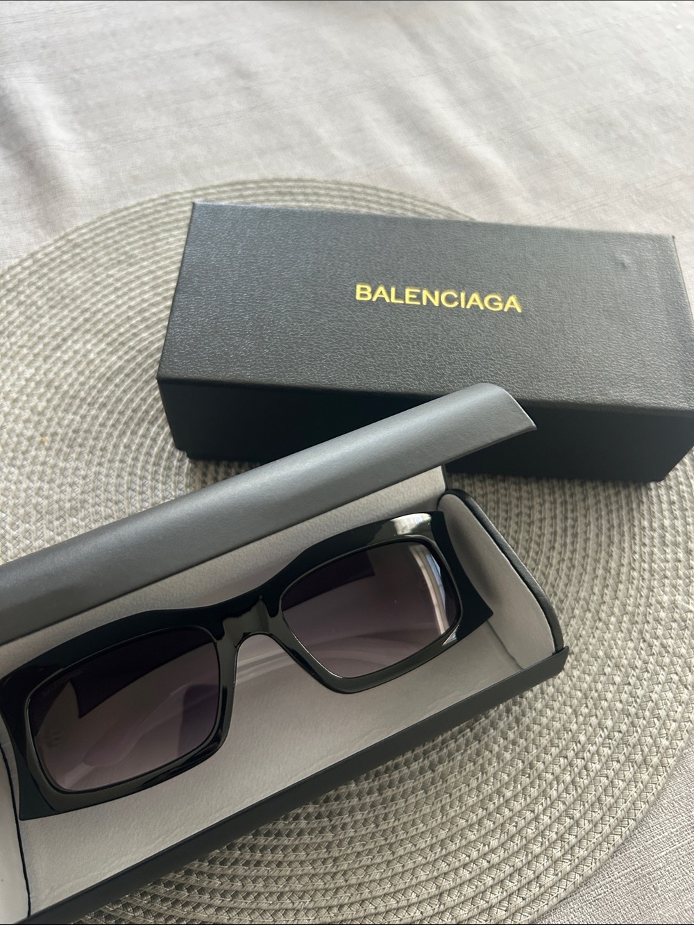 Balenciaga Black Oversized Rectangular Sunglasses